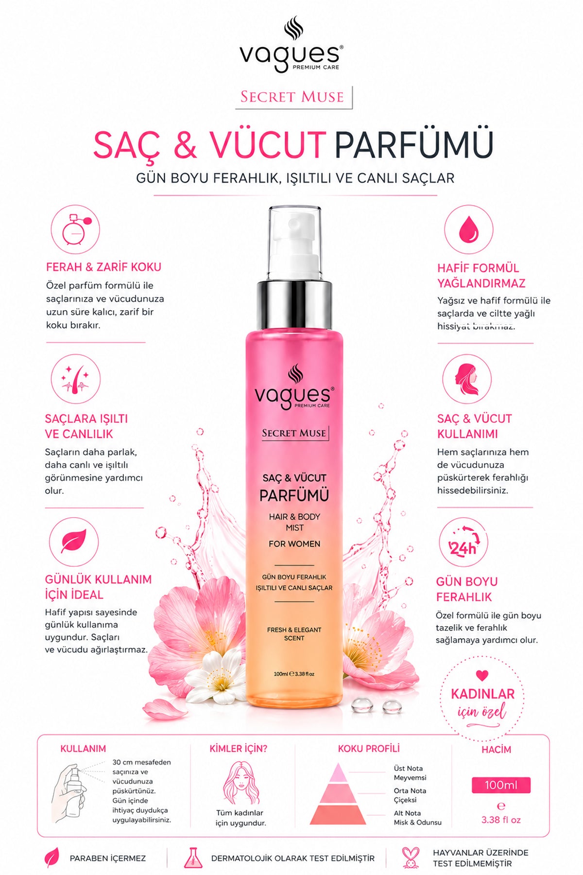 Secret Muse saç parfümü koku notaları