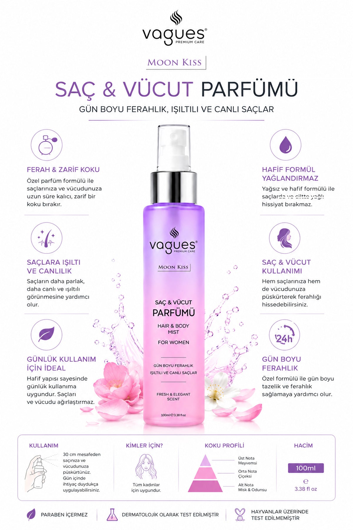 Moon Kiss saç parfümü koku notaları