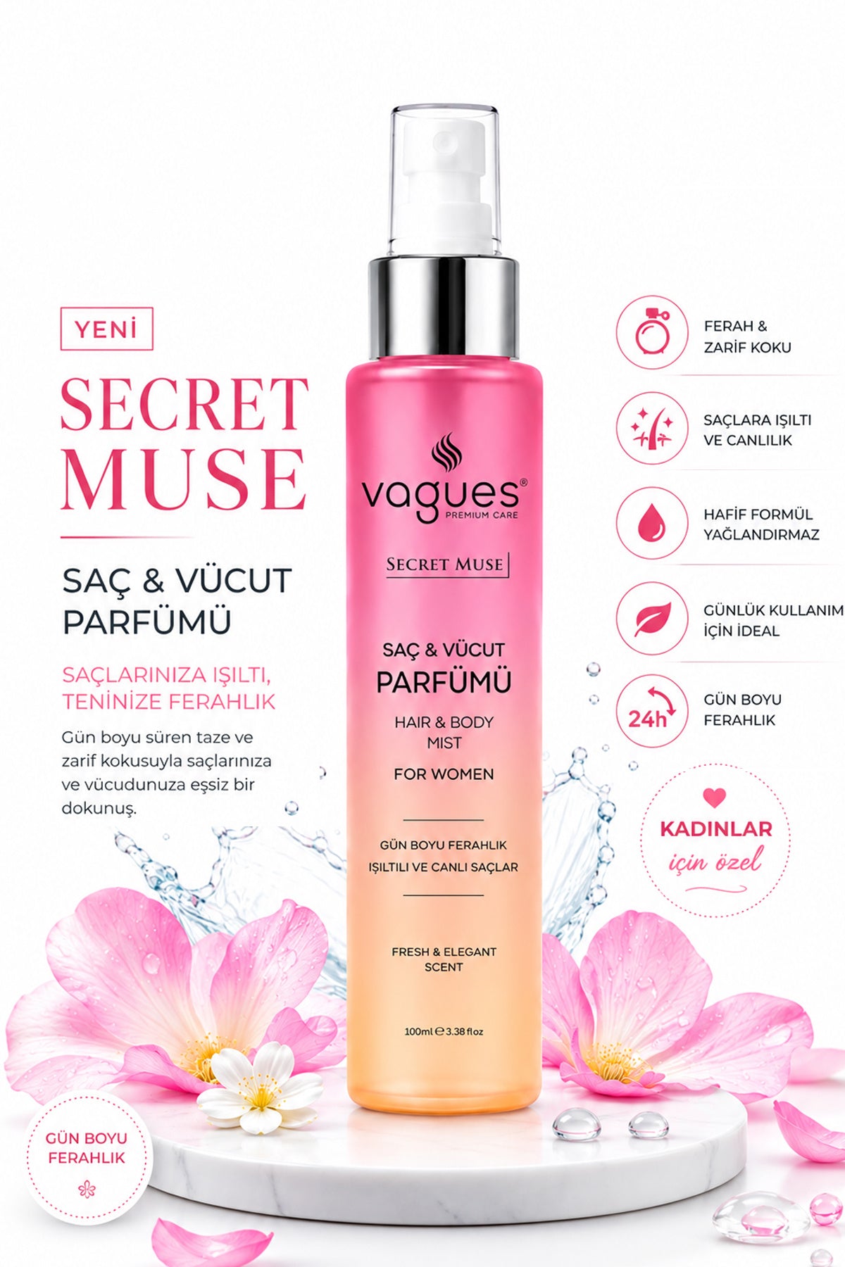 Vagues Secret Muse Hair and Body Mist 100 ml saç parfümü