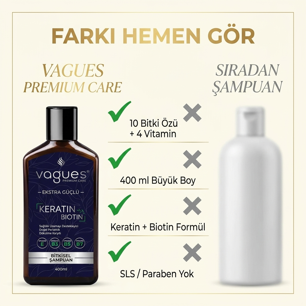 Vagues vs sıradan şampuan karşılaştırması