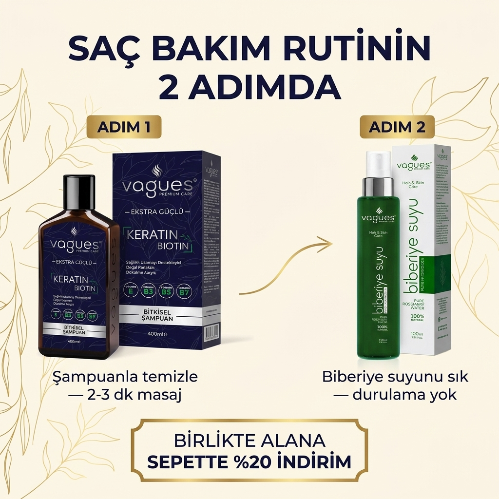 2 adımda saç bakım rutini — şampuan + biberiye suyu