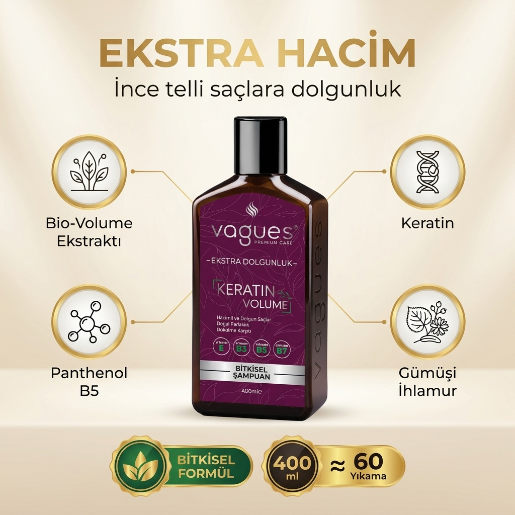 Keratin Volume — Ekstra Hacim infografiği