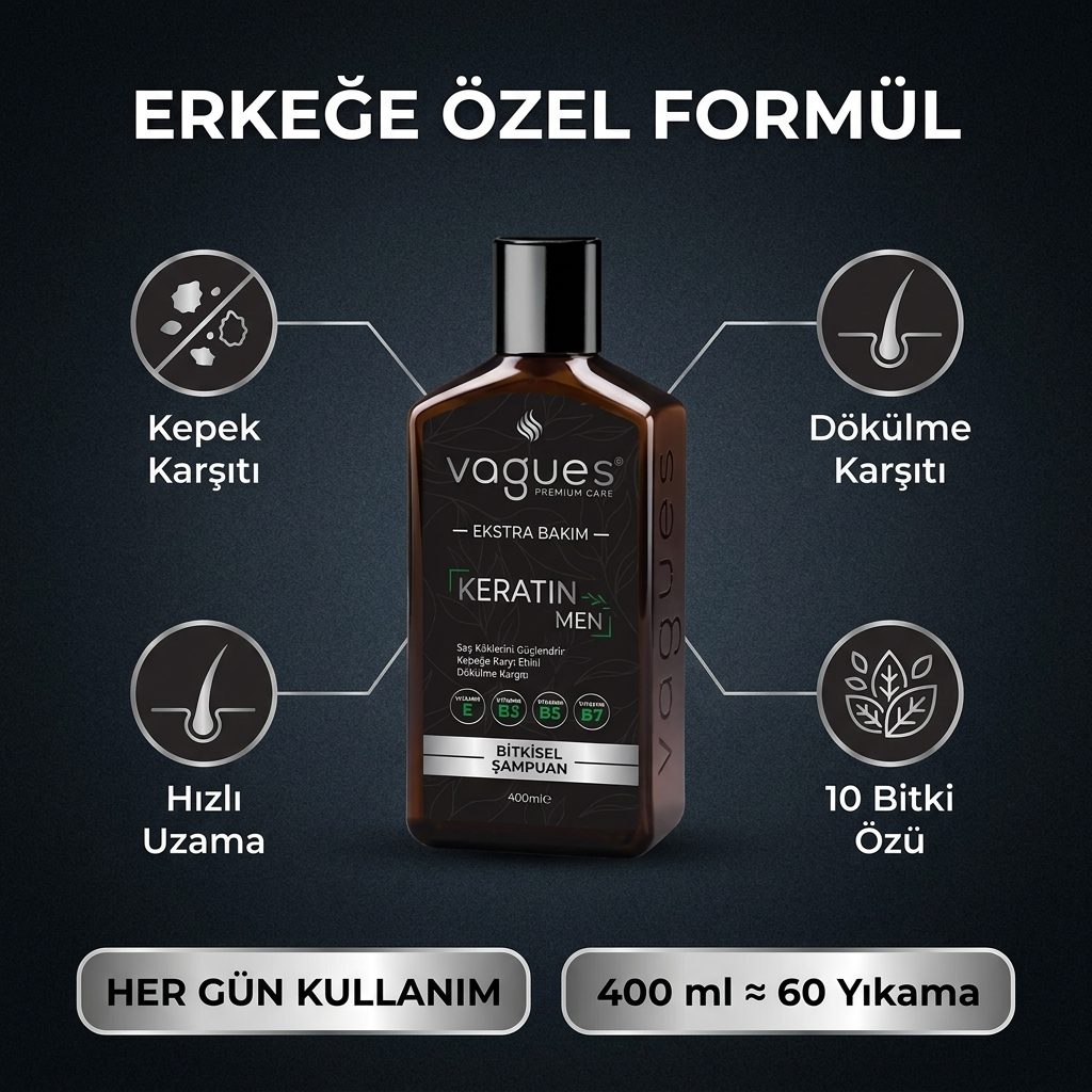 Keratin Men — Erkeğe Özel Formül infografiği