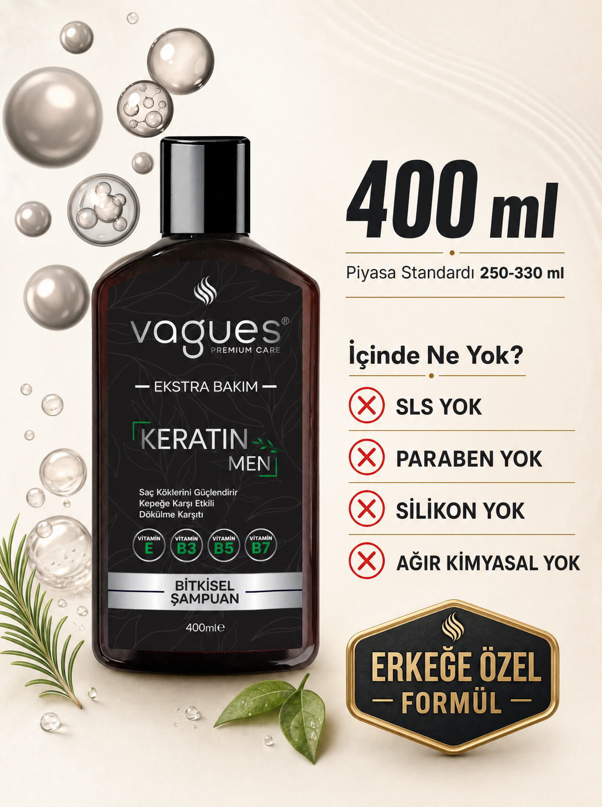 Keratin Men 400 ml - İçinde ne yok listing görseli